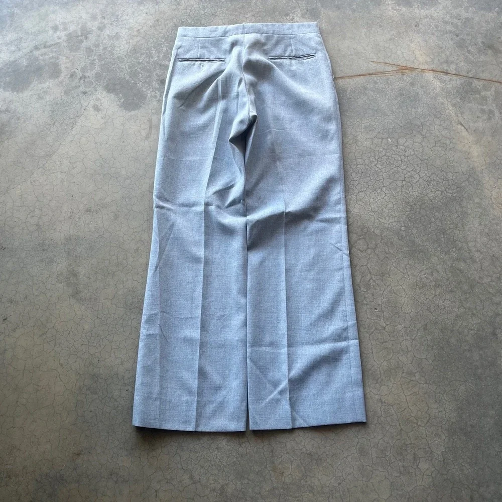 Vintage Mens Wide Leg Trousers Light Blue Flat Front Dress Pants 31x31